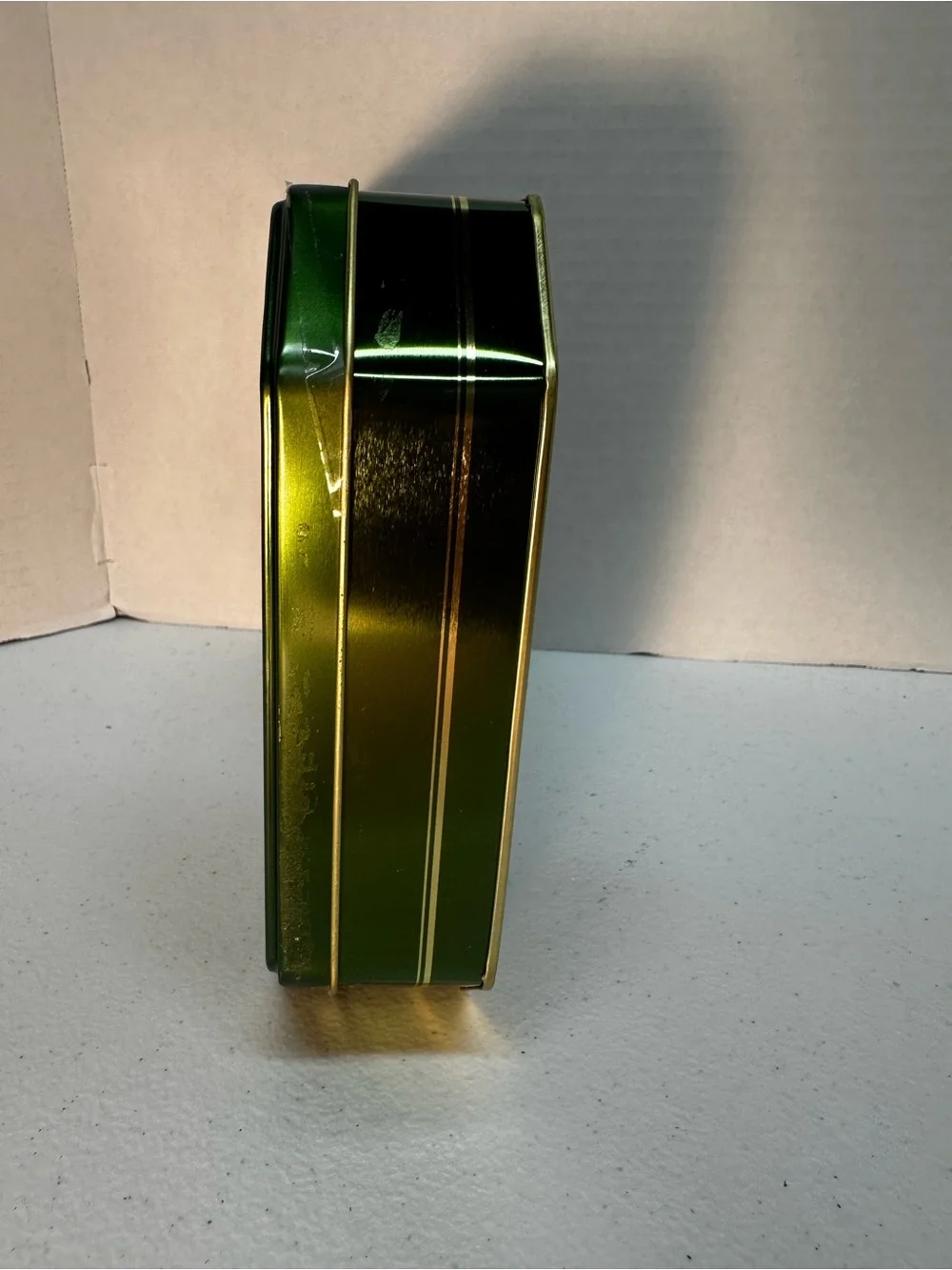Harrods London Biscuit Assortment Tin Empty Green Gold Decorative Storage Box